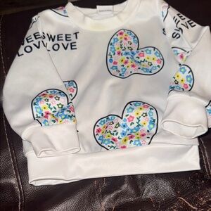 Sweet Love White and Blue Heart Print Sweatshirt